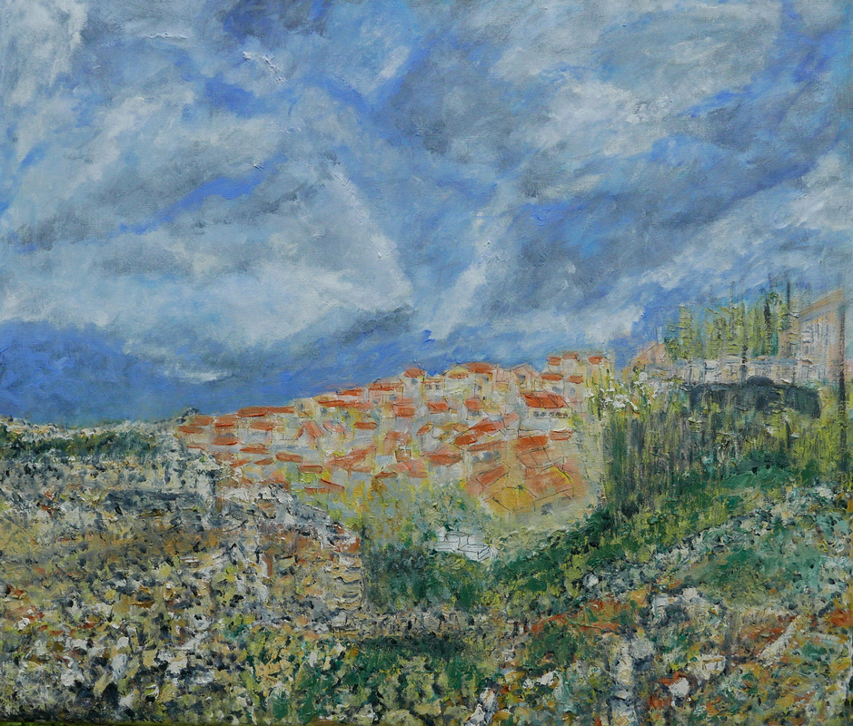 werk in uitvoering 70x60 cm canvas olieverf