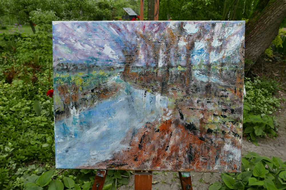 Limburg landschap 50x40 cm canvas olieverf